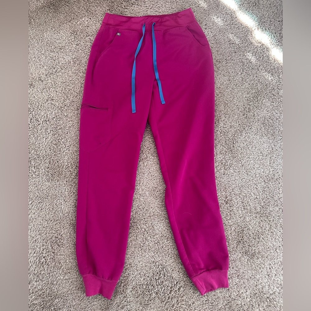 Figs Women’s High Waisted Zamora Jogger Scrub Pants- Color: “Raspberry Sorbet”